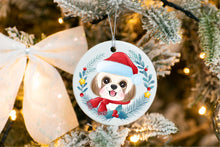 Load image into Gallery viewer, Merry Shih Tzu Christmas Tree Ornament-Christmas Ornament-Christmas, Dogs, Shih Tzu-White-4