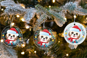 Merry Shih Tzu Christmas Tree Ornament-Christmas Ornament-Christmas, Dogs, Shih Tzu-1