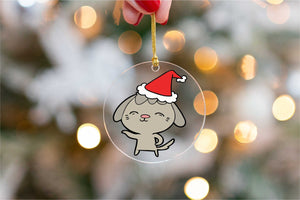 Merry Weimaraner Christmas Tree Ornaments-Christmas Ornament-Christmas, Dogs, Weimaraner-Weimaraner - Waving-2