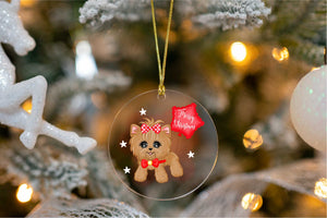 Merry Yorkshire Terrier Christmas Tree Ornaments-Christmas Ornament-Christmas, Dogs, Yorkshire Terrier-With Merry Christmas Balloon-4