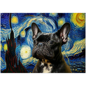 Milky Way Black French Bulldog Wall Art Poster-Print Material-Dog Art, Dogs, French Bulldog, Home Decor, Poster-21x30 cm / 8x12″-1