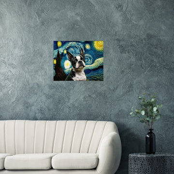 Milky Way Boston Terrier Wall Art Poster-Print Material-Boston Terrier, Dog Art, Dogs, Home Decor, Poster-2