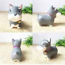 Load image into Gallery viewer, Image of a cutest Schnauzer ornament in different shapes, made of ceramic