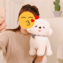 Load image into Gallery viewer, Image of a lady posing with a super cute Bichon Frise Stuffed Animal