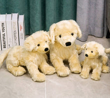 Load image into Gallery viewer, image of 3 adorable golden retriever stuffed animal plush toys in different sizes