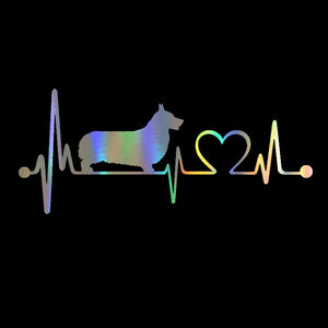 My Heart Beats Corgi Vinyl Car Stickers-Car Accessories-Car Accessories, Car Sticker, Corgi, Dogs-Reflective Rainbow-1