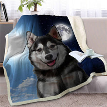 Load image into Gallery viewer, My Sun, My Moon, My Boxer Love Warm Blanket - Series 1-Blanket-Blankets, Boxer, Dogs, Home Decor-Siberian Husky - Smiling-Medium-7