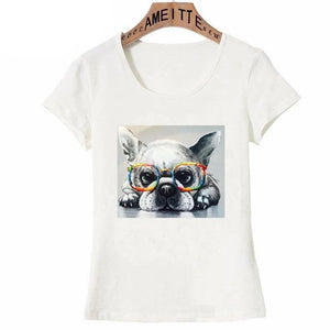 Nerdy and Colourful French Bulldog Womens T Shirt-Apparel, Dogs, French Bulldog, T Shirt, Z1-S-1