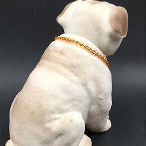 Back image of bobblehead bulldog in the most adorable English Bulldog wearing a gold chain design
