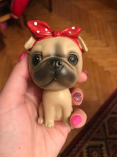 Load image into Gallery viewer, Image of a lady holding a pug bobbleheads