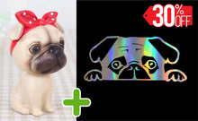 Load image into Gallery viewer, Image of a she pug bobblehead bundle with car sticker