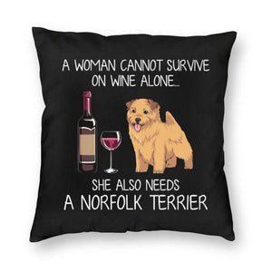 Wine and Norfolk Terrier Mom Love Cushion Cover-Home Decor-Cushion Cover, Dogs, Home Decor, Norfolk Terrier-2