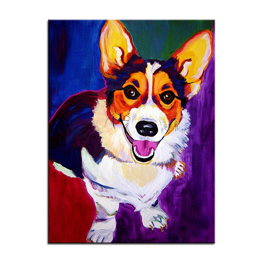 Oil Painting Corgi Canvas Print Poster-Home Decor-Corgi, Dogs, Home Decor, Poster-8X12-2