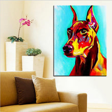 Load image into Gallery viewer, Oil Painting Cropped-Ears Doberman Canvas Print Poster-Home Decor-Doberman, Dogs, Home Decor, Poster-10