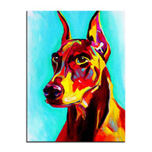 Load image into Gallery viewer, Oil Painting Cropped-Ears Doberman Canvas Print Poster-Home Decor-Doberman, Dogs, Home Decor, Poster-8X12-2