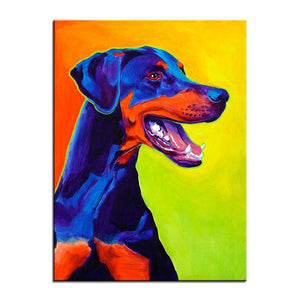 Oil Painting Doberman Canvas Print Poster-Home Decor-Doberman, Dogs, Home Decor, Poster-8X12-2