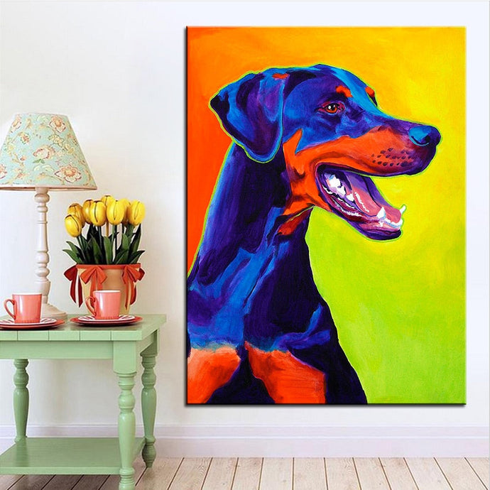 Oil Painting Doberman Canvas Print Poster-Home Decor-Doberman, Dogs, Home Decor, Poster-1