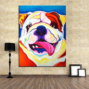 Oil Painting English Bulldog Canvas Print Poster-Home Decor-Dogs, English Bulldog, Home Decor, Poster-10