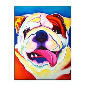 Oil Painting English Bulldog Canvas Print Poster-Home Decor-Dogs, English Bulldog, Home Decor, Poster-8X12-2
