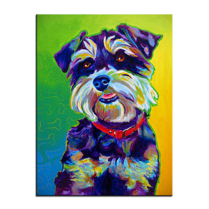 Oil Painting Schnauzer Canvas Print Poster-Home Decor-Dogs, Home Decor, Poster, Schnauzer-8X12-2