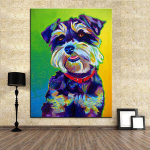 Oil Painting Schnauzer Canvas Print Poster-Home Decor-Dogs, Home Decor, Poster, Schnauzer-3