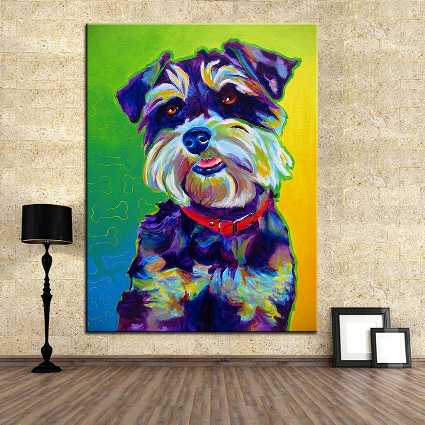 Oil Painting Schnauzer Canvas Print Poster