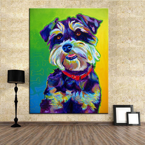 Oil Painting Schnauzer Canvas Print Poster-Home Decor-Dogs, Home Decor, Poster, Schnauzer-1