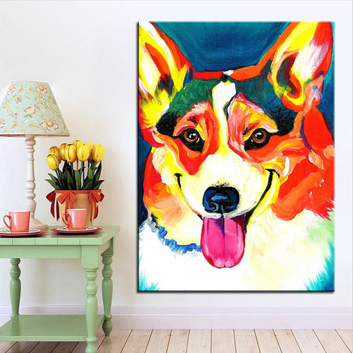 Oil Portrait Corgi Canvas Print Poster-Home Decor-Corgi, Dogs, Home Decor, Poster-1
