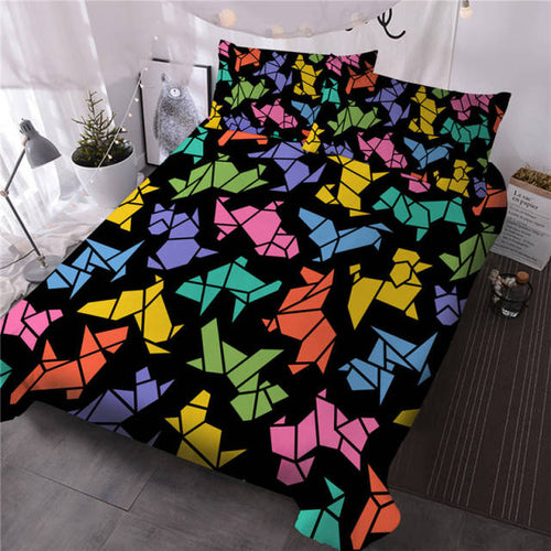 Origami Dogs Love Duvet Cover and Pillow Cases Bedding Set-Home Decor-Bedding, Dogs, Home Decor-Origami Dogs-AU King-1