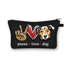 Load image into Gallery viewer, Peace, Love and Australian Shepherds Multipurpose Pouches-Accessories-Accessories, Australian Shepherd, Bags, Dogs-Australian Shepherd - Black Background-3