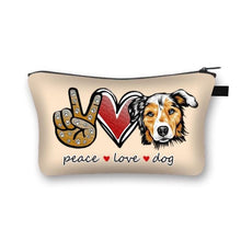 Load image into Gallery viewer, Peace, Love and Australian Shepherds Multipurpose Pouches-Accessories-Accessories, Australian Shepherd, Bags, Dogs-Australian Shepherd - Cream Background-5