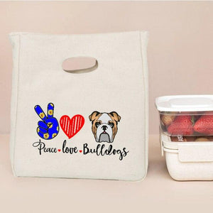 Peace, Love, and Bulldogs Insulated Lunch Bag-Accessories-Accessories, Bags, Dogs, English Bulldog, Lunch Bags-5
