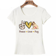 Load image into Gallery viewer, Peace Love and Pugs Womens T Shirt-Apparel-Apparel, Dogs, Pug, T Shirt, Z1-2