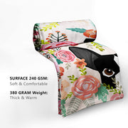 Fabric image of a peeping boston terrier blanket