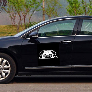 Image of pug car decal in the color white