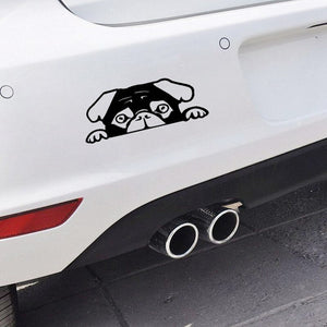 Image of pug car sticker in black color