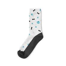Load image into Gallery viewer, Personalized Custom Dog Socks - Perfect for Pet Lovers-Personalized Dog Gifts-Accessories, Personalized Dog Gifts, Socks-Winter-Dog Paws and Bones-White-28