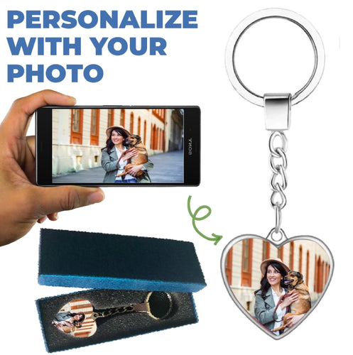 Stylish Personalized Dog Keychains: 4 Designs & Double-Sided Glass-Personalized Dog Gifts-Accessories, Dogs, Keychain, Personalized Dog Gifts-Heart Shaped Pendant-Only Keychain-1