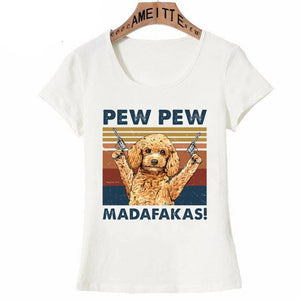 Pew Pew American Eskimo Dog Womens T Shirt-Apparel-American Eskimo Dog, Apparel, Dogs, Shirt, T Shirt, Z1-11