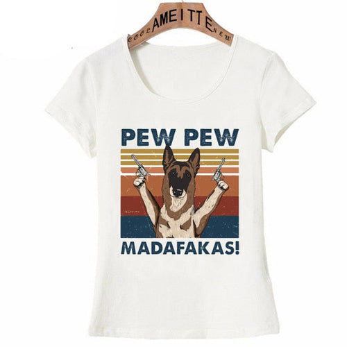 Pew Pew Belgian Malinois Womens T Shirts-Apparel-Apparel, Belgian Malinois, Dogs, T Shirt, Z1-Belgian Malinois - Pointing Up-XXL-1