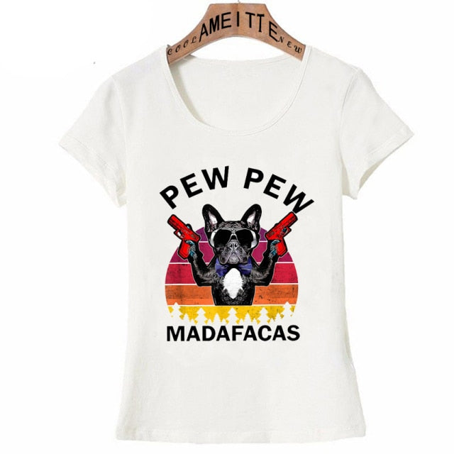 Pew Pew Black French Bulldog Womens T Shirt - Series 1-Apparel-Apparel, Dogs, French Bulldog, T Shirt, Z1-French Bulldog - Black-S-1