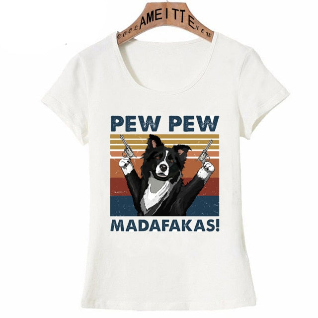 Pew Pew Border Collie Womens T Shirt - Series 1-Apparel-Apparel, Border Collie, Dogs, Shirt, T Shirt, Z1-Border Collie-S-1