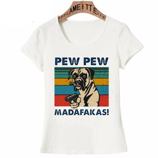 Pew Pew Boxer Womens T Shirt-Apparel-Apparel, Boxer, Dogs, Shirt, T Shirt, Z1-Boxer-S-1
