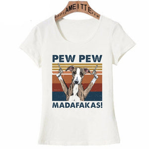 Pew Pew Chocolate Labrador Womens T Shirt - Series 3-Apparel-Apparel, Chocolate Labrador, Dogs, Labrador, Shirt, T Shirt, Z1-Greyhound-S-13