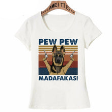Load image into Gallery viewer, Pew Pew German Shepherds Womens T Shirts-Apparel-Apparel, Dogs, German Shepherd, Shirt, T Shirt, Z1-German Shepherd - Two Guns and Serious Face-S-2