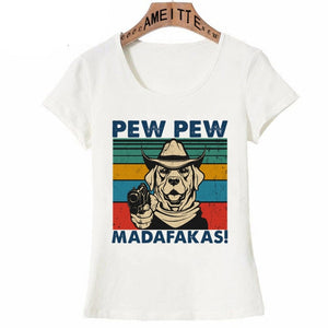 Pew Pew Labradors Womens T Shirts-Apparel-Apparel, Dogs, Labrador, Shirt, T Shirt, Z1-Labrador with Cowboy Hat-S-2