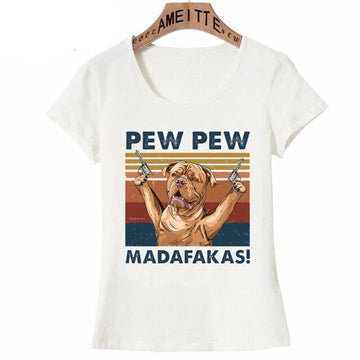 Pew Pew Pied Black and White French Bulldog Womens T Shirt - Series 3-Apparel-Apparel, Dogs, French Bulldog, T Shirt, Z1-Dogue de Bordeaux-S-10