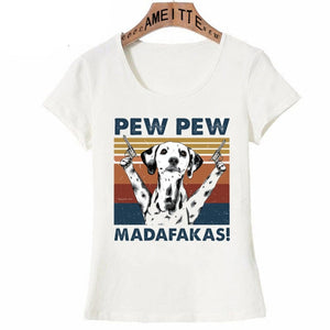 Pew Pew Pied Black and White French Bulldog Womens T Shirt - Series 3-Apparel-Apparel, Dogs, French Bulldog, T Shirt, Z1-Dalmatian-S-9