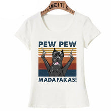 Load image into Gallery viewer, Pew Pew Pomeranian Womens T Shirt - Series 5-Apparel-Apparel, Dogs, Pomeranian, T Shirt, Z1-Great Dane - Black-S-11