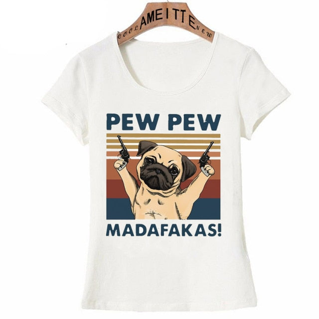 Pew Pew Pugs Womens T Shirts-Apparel-Apparel, Dogs, Pug, T Shirt, Z1-Pug-XXXL-1